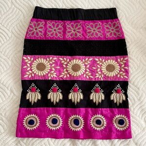Anthropologie Leifsdottir Women Pencil Skirt Catrina Pink/Black EUC Size 4